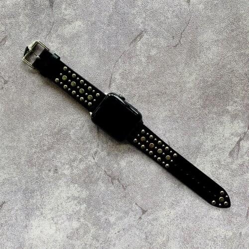 New Punk Rivet Style Bracelet For Apple Watch Band 38mm 40mm 42mm 44mm Leather For Apple iWatch Series 2 3 4 5 Strap Watchband