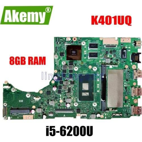 With 8GB RAM i5-6200 cpu For Asus K401UB K401U A401UB K401UQ K401UB laptop motherboard tested 100% work original mainboard