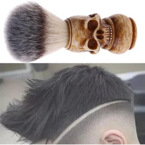 Shaving Brush Badger Bristle Hair Skull Hand Made Wooden Handle -Mens Gift MOLF