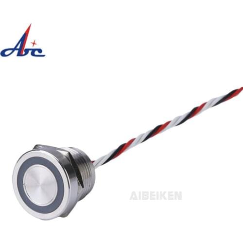 Blue LED Lighting 12VDC 16mm 19mm 22mm Waterproof IP68 Momentary Piezo Switch Flat Head Stainless Steel Underwater Switch