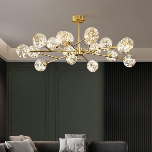 Modern Living Room Led Chandelier Nordic Pendant Led Beads Chandelier Lighting Foyer Decor Pendant Chandelier Black Gold Lights