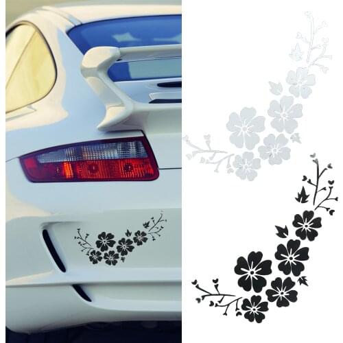 Flower Pattern Sticker Cute Cherry Decals Black White Car Styling Sticker Home Party Wall Decoration Sticker Car Accessories