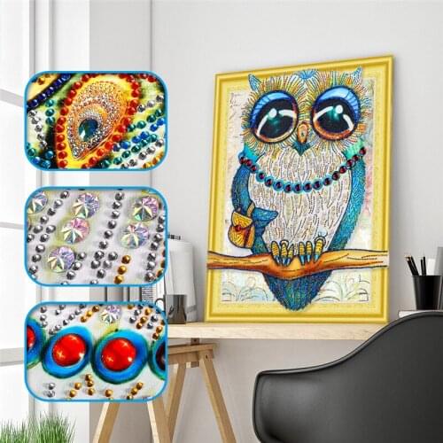 Animal Special Shape Diamond Painting Picture Of Rhinestone Beadwork Big Eye Owl Diamond Sale Craft Kit Home Decoration 40x30cm
