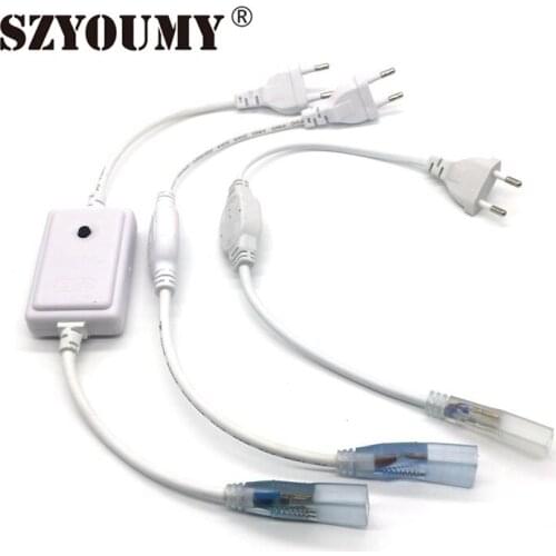 SZYOUMY Free Shipping 220V Single Color RGB LED Strip Power Plug 6MM 8MM 10MM Accessory EU Power Supply Connector Plug