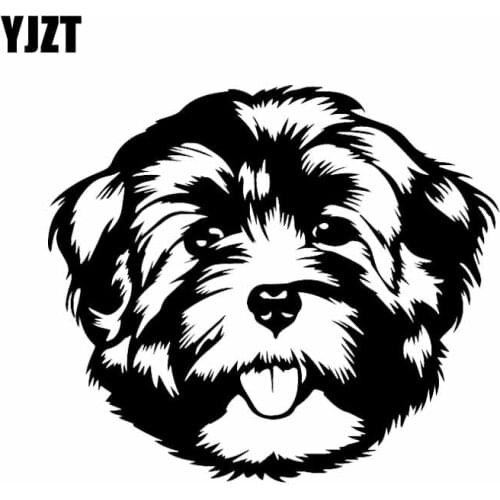 YJZT 16.1X14.1CM Cute Animal Car Sticker Havanese Face Vinyl Decal Dog Breed Black/Silver C24-1532