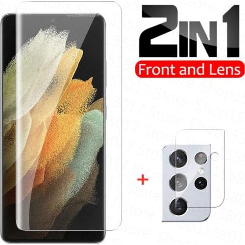 2in1 Tempered Glass for Samsung Galaxy S21 Ultra 5G Screen Protector Lens Film for Samsung S21 Plus S21 Protective Glass