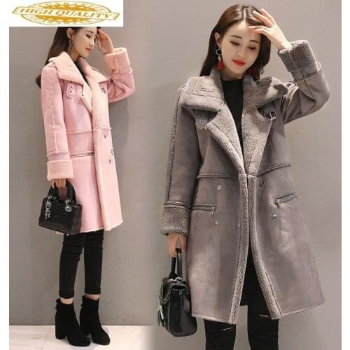 2020 Winter Jacket Women Pink Long Coat Female Parka Korean Jackets for Women Faux Lamb Fur Coat Parkas Mujer KJ771