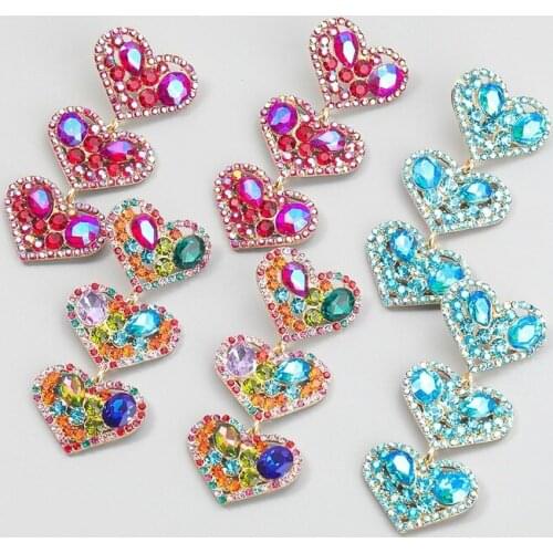 Earrings 2021 Trend High Quality Studded with Colorful Crystals Large Earrings with Stones for Women Fashion Girl Jewelry Gifts