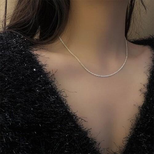 100% Real 925 Sterling Silver Sparkling Necklaces For Women High-quality Niche Light Luxury Clavicle Chain Necklaces Gift