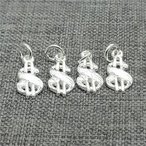 15 Pieces 925 Sterling Silver Money Dollar Sign Symbol Charms for Bracelet