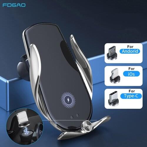 15W Qi Magnetic Wireless Car Charger Mount Automatic Clamping Air Vent Phone Holder for iPhone 12 11 XS XR X 8 Samsung S20 S10