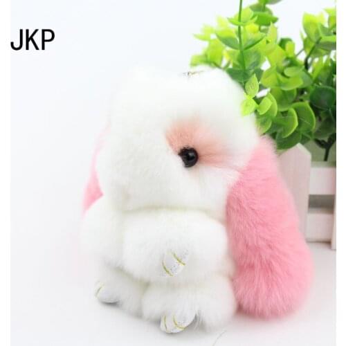 2018 fur rabbit keychain fashion pompom key chains rabbit hair key chain toy doll rabbit key chain 13 cm pendant car charm