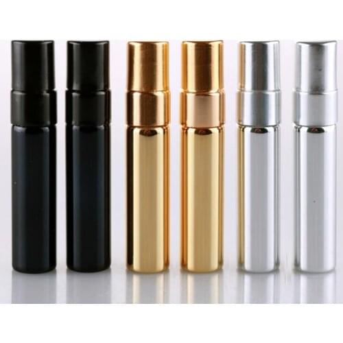 300pcs 5ml UV Gold Silver Black Perfume Atomizer Empty Travel Bottle Parfum Women Pocket Spray Refillable Glass Bottles#3514
