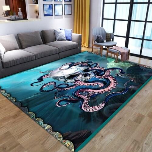 3D horrible Deep sea Octopus Floor Carpets Gothic skull Anti slip Area Rugs Bedroom bedside sofa DecorTapete Kids Play floor Mat