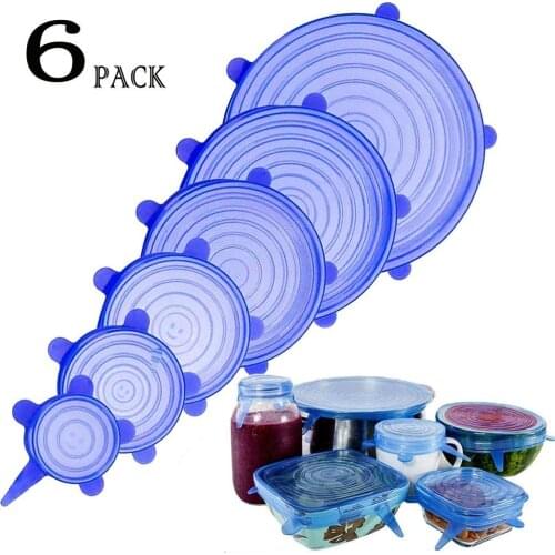 6pcs New technique Reusable silicon stretch lids universal lid Silicone food wrap bowl pot lid silicone cover pan cooking Kitche