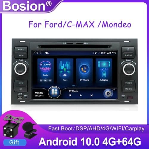 Bosion Car Radio Multimedia Player For Ford Mondeo S-max Focus C-MAX Galaxy Fiesta transit Fusion Connect kuga CarPlay DSP GPS