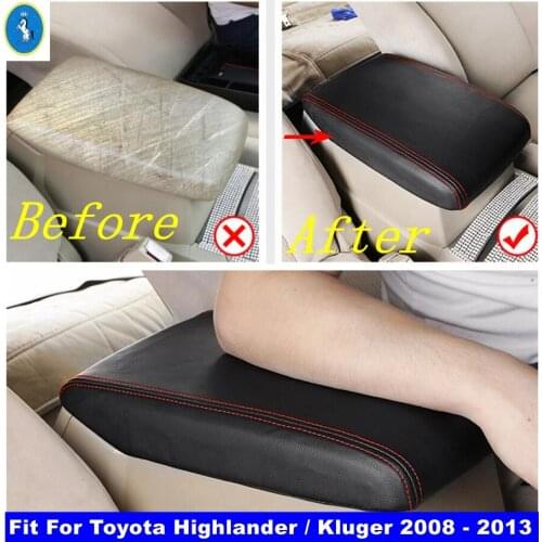 Car Accessories PU Leather Armrest Holster Protective Pad Mat Box Cover Kit Fit For Toyota Highlander / Kluger 2008 - 2013