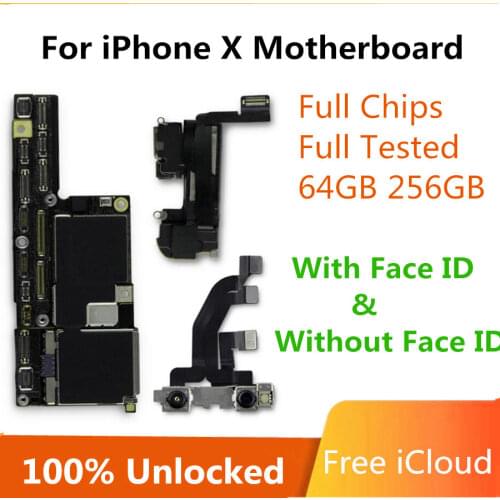 Unlock For iPhone X Motherboard Mainboard For iPhone X Logic Board 64GB 256GB With FULL Chips OS Support NO iCloud