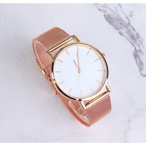 Fashion Ultra Thin Women Watches Stainless Steel Mesh Belt Quartz Wrist Watch Ladies Dress Watch Classic Rose Gold Clock Casual