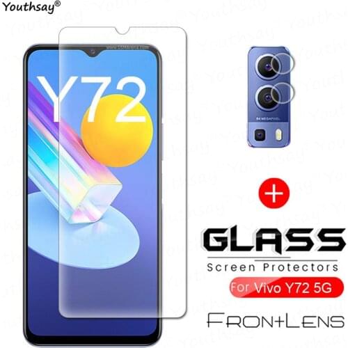 For Vivo Y72 Glass Tempered Glass for Vivo Y72 5G Glass Transparent Phone Screen Film Lens Camera Protector Film For Vivo Y72 5G