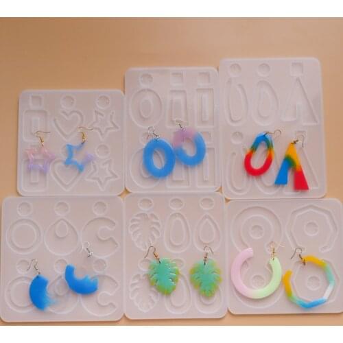 DIY Crystal Epoxy Earrings Ear Pendant Mold Geometric Collection Handmade Resin Mold For Jewelry making
