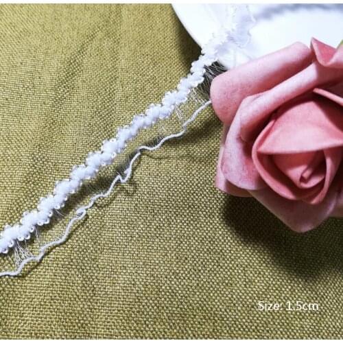 1M Elastic Lace Trim 1.5cm Dresses Ribbon White Lace Fabric Sewing Trimmings Elastic Clothes Guipure Crafts Decoration EQ30