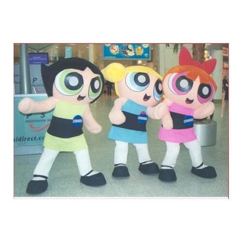 Hot sale Cute Cartoon Character Adult cute powerpuff Girl Dress cosplay Halloween Party Costume