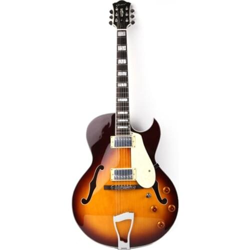 Good quality f maple jazz hollow body f hole sunburst electric guitar free shipping