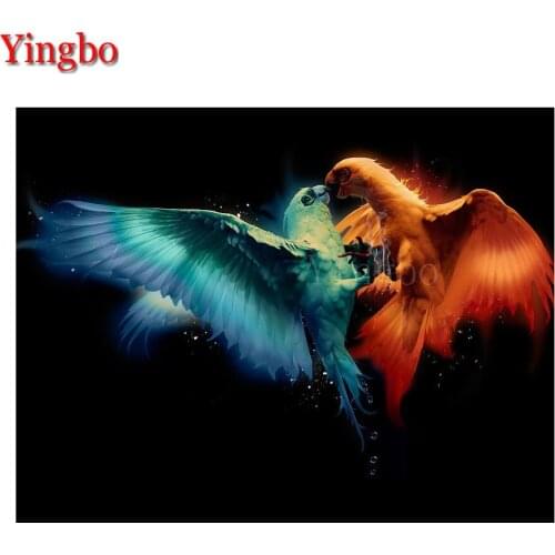 Fire Ice Parrot Bird Diamond Embroidery 5D DIY Diamond Painting Full Round Square Diamond Mosaic needlework Living Room decor