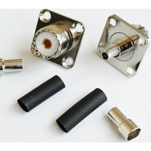 Connector PL259 SO239 UHF Female 4 Hole Flange Chassis Panel Mount Crimp for LMR195 RG58 RG142 RG223 RG400 Cable RF Adapters