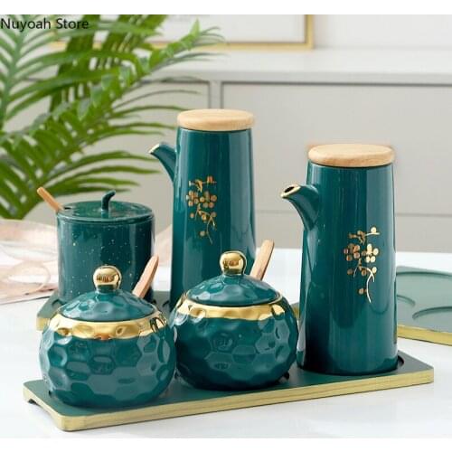 Kitchen Supplies Seasoning Pot Creative Ceramic Salt Pot Oil Pot Household Sauce 400ml Vinegar Bottle Seasoning Box Storage Tool