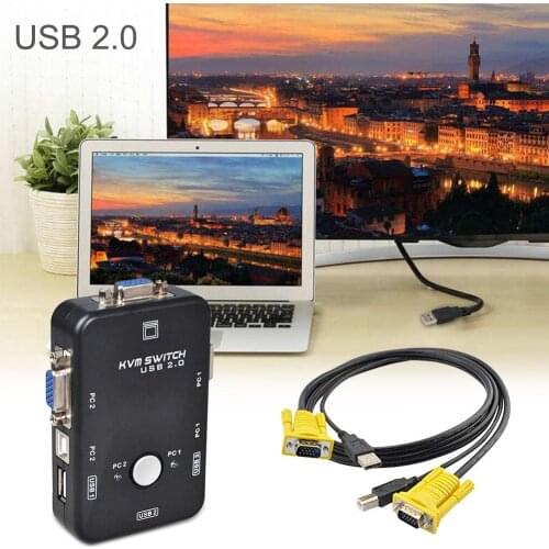 KVM Switch Box 2 Port PC Monitor Switches Box 2 X USB VGA Cables For Computer Keyboard Mouse Monitor Plug And Play Dropshipping