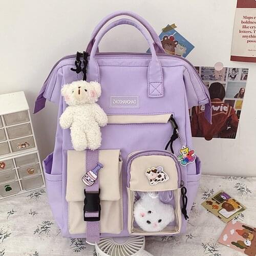 Summer Candy Colors Womens Backpack Waterproof Nylon Backpacks for School Teenagers Girls Trend Travel Student Bookbag Rucksack