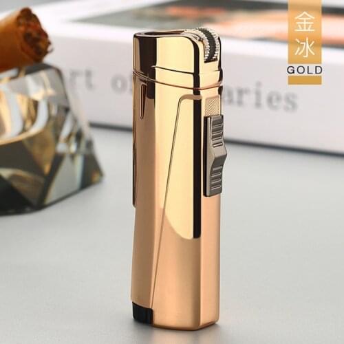 Jobon Metal Gas Flint Lighter Jet Butane Grinding Wheel Three Torch Turbo Lighters Cigarettes Accessories Cigar Smoking Lighters
