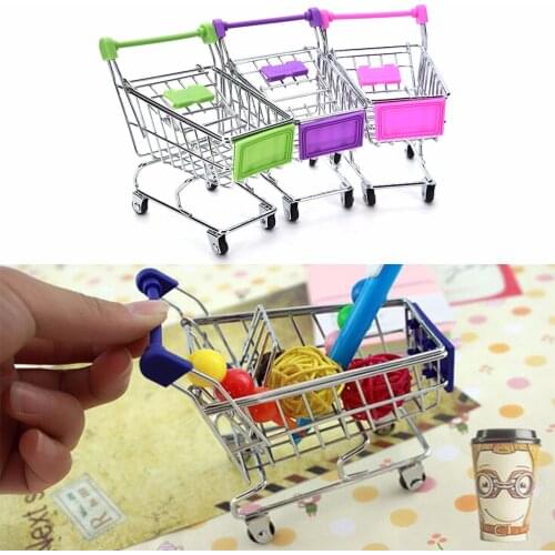 Mini Supermarket Handcart Shopping Utility Cart Mode Storage Funny Folding Shopping Cart With Wheels 11.5 x 8.2 x 12cm
