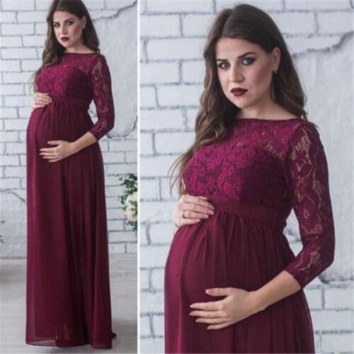 Fashion maternity dress photo maternity dress long-sleeved lace fancy ladies pregnant women photography props