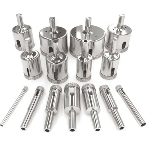 15pcs Diamond Coated Drill Bit Set Tile Marble Glass Ceramic Hole Saw Drilling Bits For Power Tools 6mm-50mm
