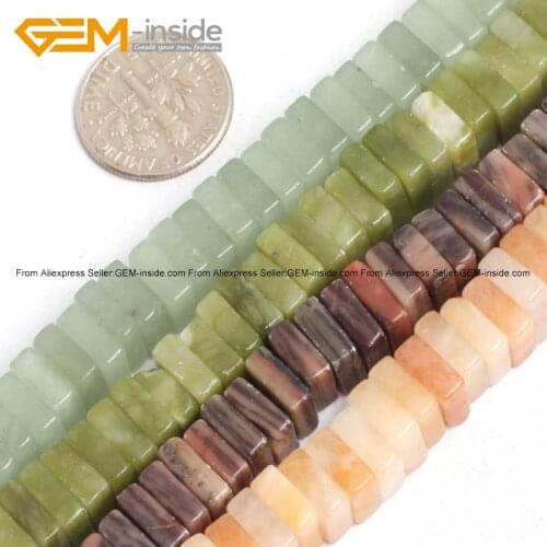 Natural Square Flake Heishi Rondelle Disc Spacer Stone Beads For Jewelry Making 3X8mm 15inches Selectable Color DIY Jewellery