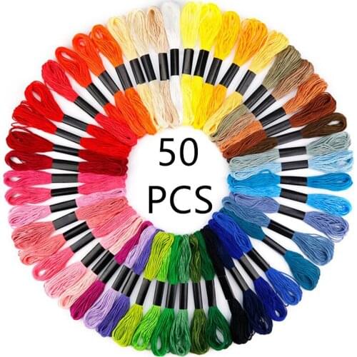 50 pcs Random Color embroidery Thread DIY Silk Line Branch Threads Similar Thread Floss Skein Cross Stitch Thread