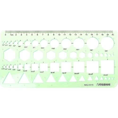 NoEnName_Null High Quality Plastic Geometric Plastic Circles Squares Hexagons Triangle Template Ruler Drawing Tool