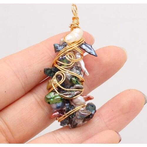 2021 New Irregular Winding Pearl Pendant Handmade Crafts DIY Elegant Necklace Sweater Chain Exquisite Gift Making 25x55mm