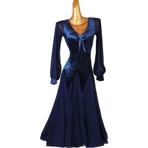 New Ballroom dance competition dress standard dresses Long Sleeves modern dance costumes waltz dress For women