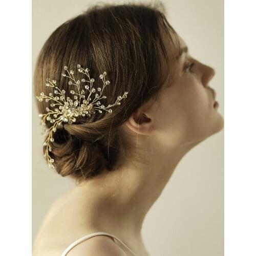 Romantic Sweetheart Bridal Headdress Shiny Alloy Crystal Rhinestone Hair Comb for Wedding Perform Travel Photo Prop O834