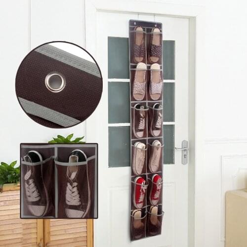 Door Shoe Organizer, 12 Durable Pockets, Hooks, Large Breathable Mesh Pocket Leisure durable practical Convenience Home