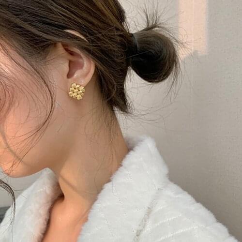 Brass With 18k Gold Braided Statement Earrings Women Jewelry Party T Show Gown Runway Rare Korean Japan Trendy INS Boho