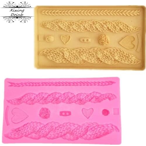 Wool texture silicone mold biscuit decoration Chocolate Mold kitchen baking mold sugar craft fudge cake tool