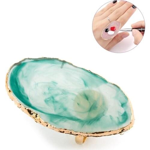 Resin Stone Color nail art Ring Palette Finger Ring Plate Acrylic UV Gel Polish Cream Foundation Mixing Nail Art Equipment