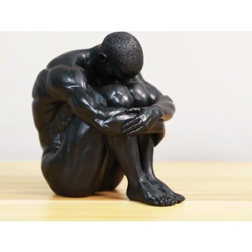 Nordic Style Resin Art Naked Man Sitting Posture Holding Arms Legs Statue Birthday Gift Desktop Sculpture Decoration Home Decor