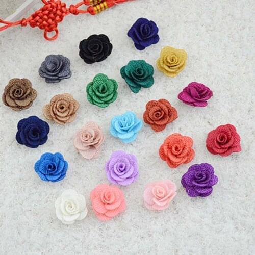 A Bag 200Pcs Hand Made DIA 3.5cm Fabric Cloth Rose Artificial Flower For Wedding Bouquet Decoration Flowers DIY Hair Accessoires