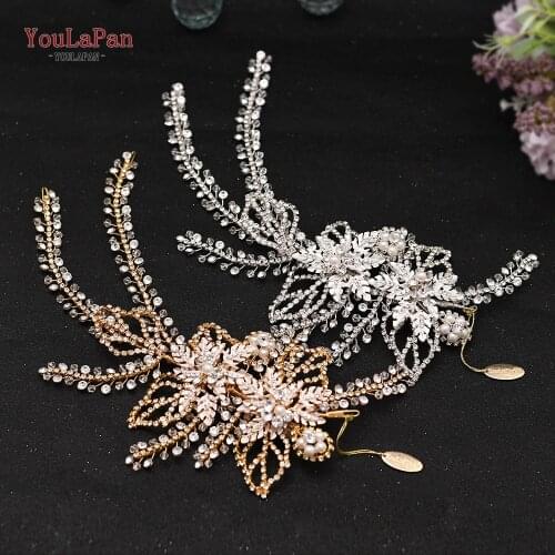 YouLaPan HP254 Golden Crown and Tiara Crystal Stone Headband Wedding Headband Bridal Headpieces Rhinestone Ladies Wedding Tiara